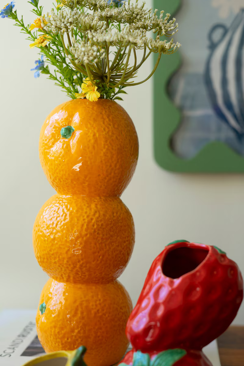 Ceramic Orange Bud Vase