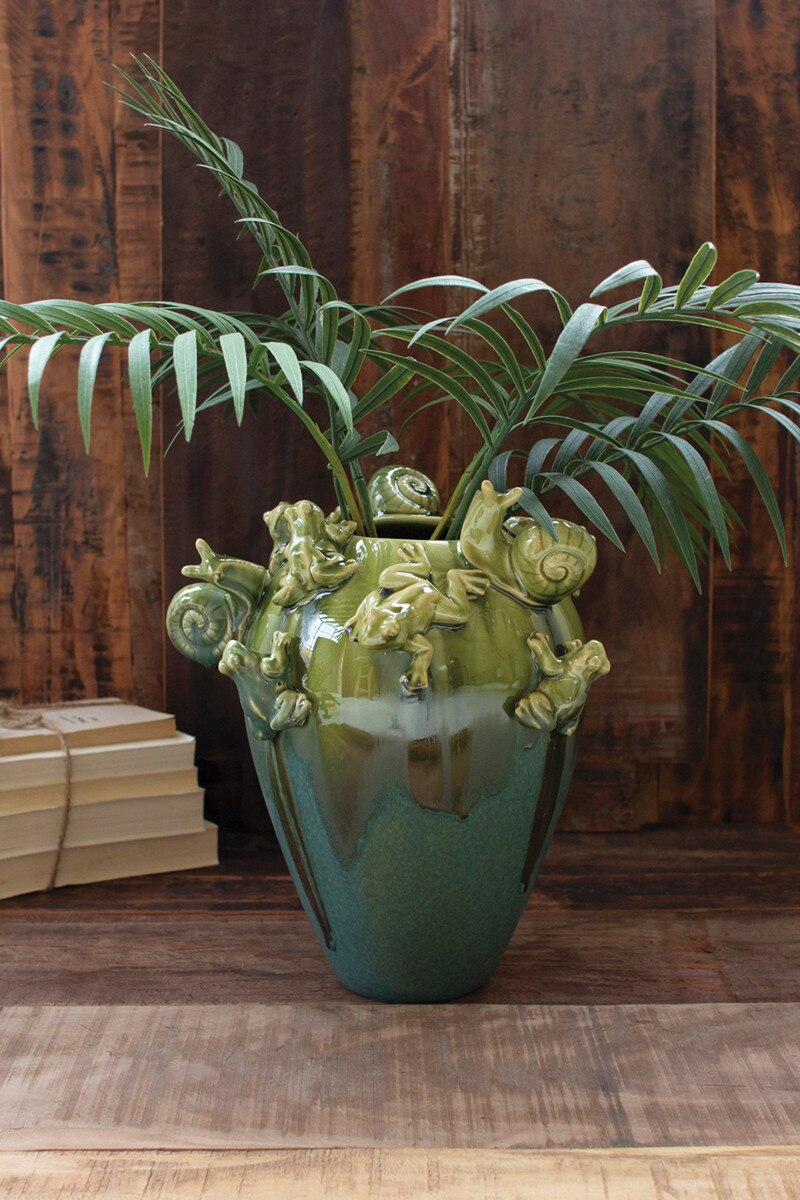 Ceramic Frogs & Snails Vase