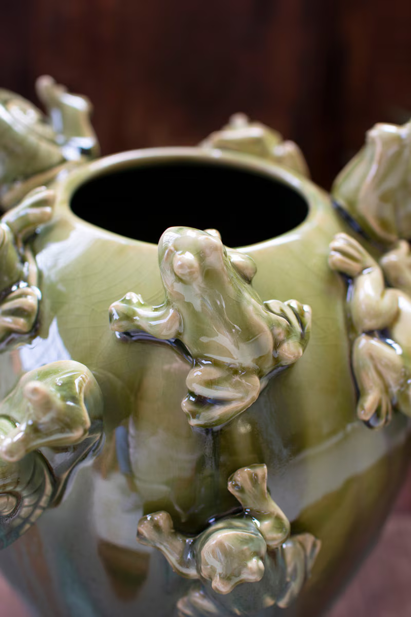 Ceramic Frogs & Snails Vase