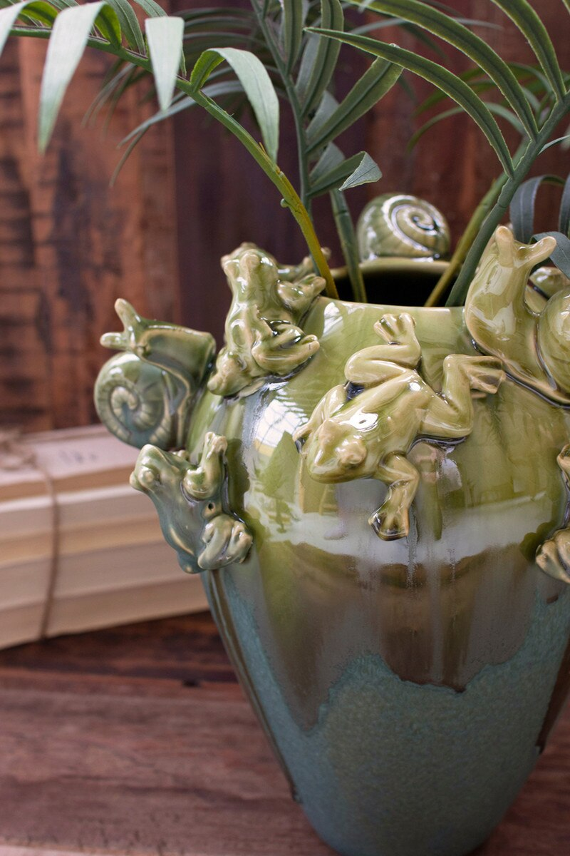 Ceramic Frogs & Snails Vase