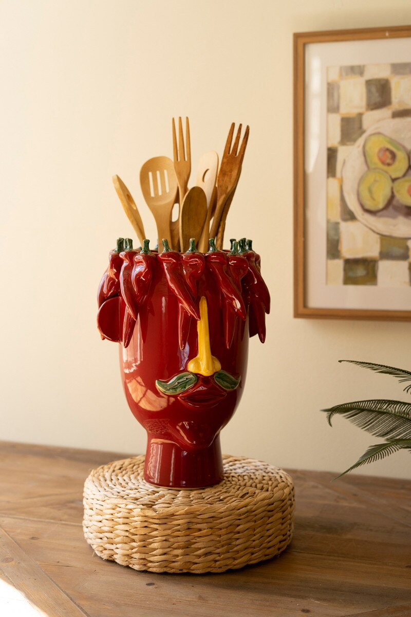 Red Pepper Head Vase