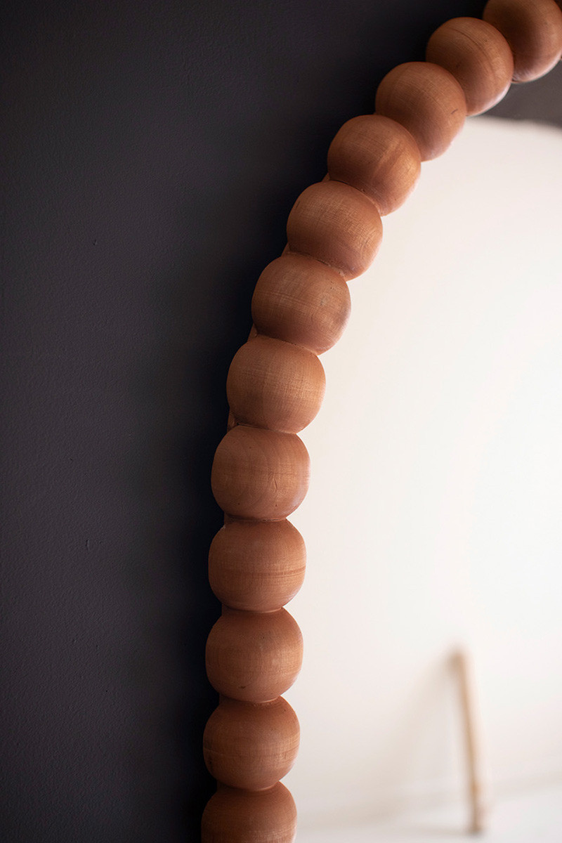 Wooden Ball Arched Mirror