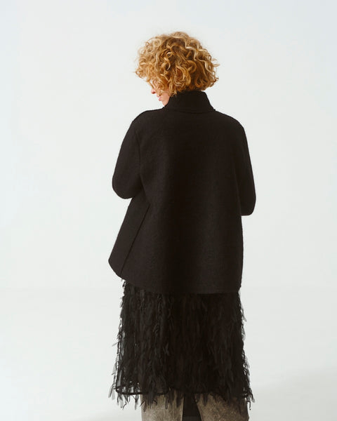 Flower Neck Wool Coat