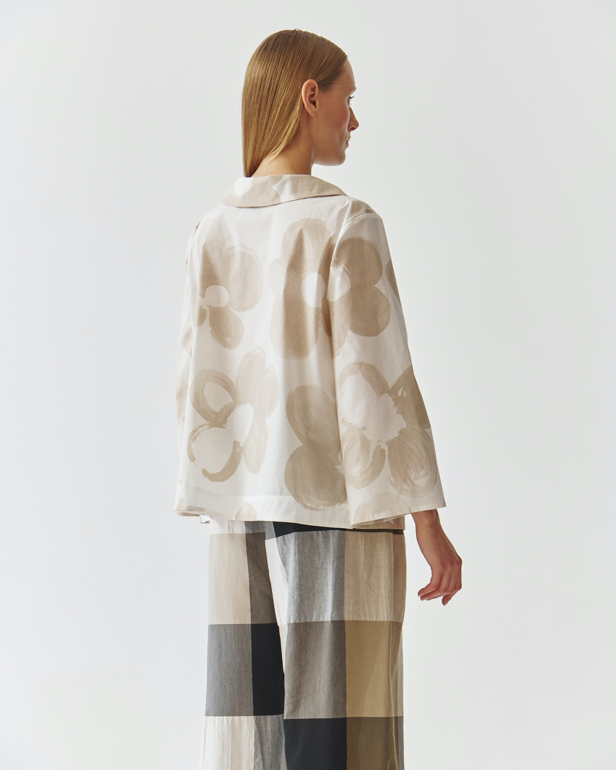 Kedziorek's Wide Check Pant in Beige Mix