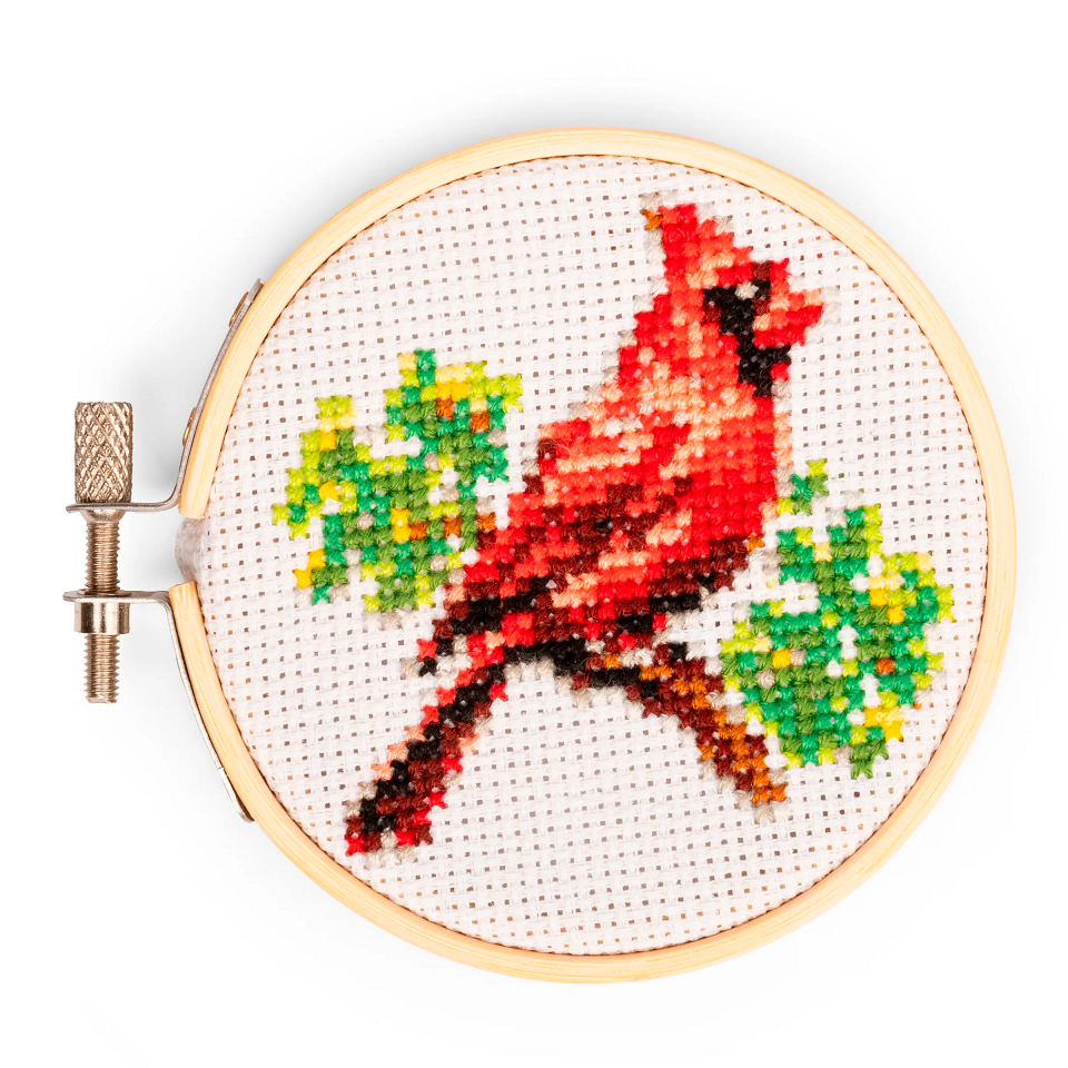 Kikkerland Cardinal Mini Cross Stitch Embroidery Kit