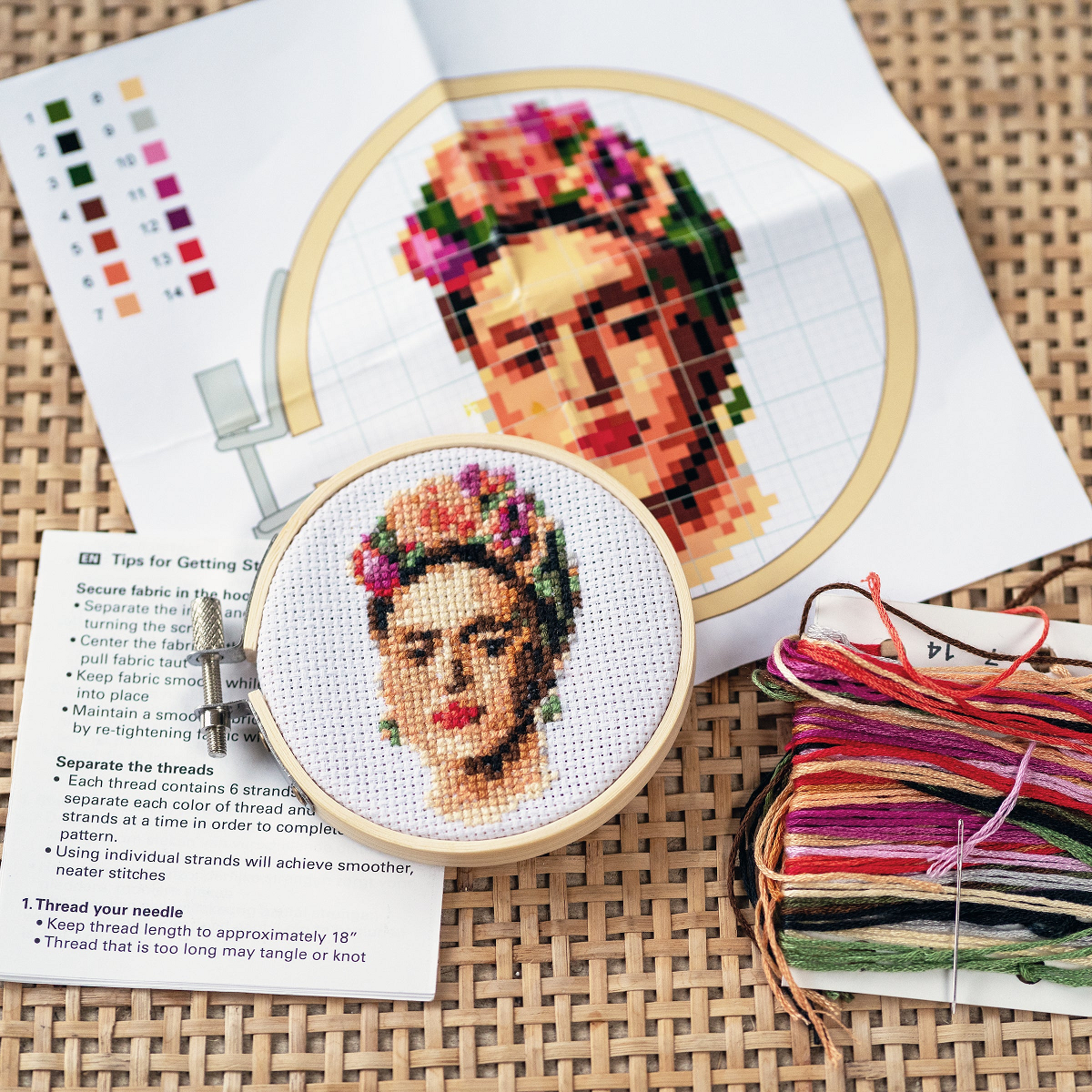 Kikkerland Frida Mini Cross Stitch Kit