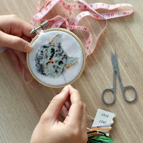 DIY Mini Tabby Cat Cross Stitch Embroidery Kit