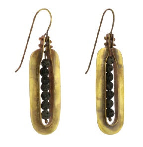 Kona Brass Earrings with Lava Stone