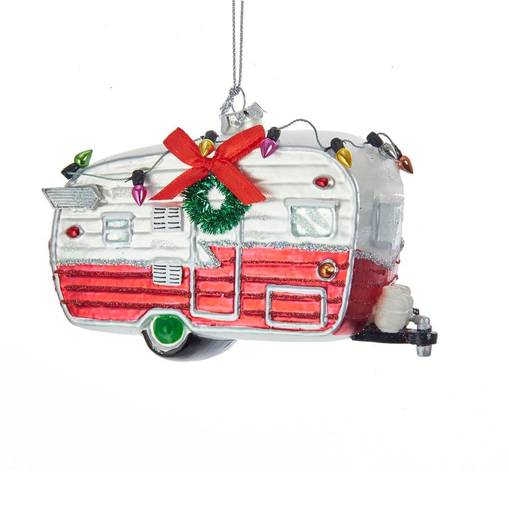 Red & White Camper Ornament