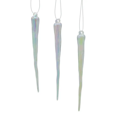 Iridescent Icicles Ornament Set / 14 Piece Box