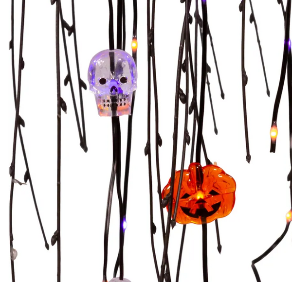 4' Pre-Lit Purple & Orange LED Halloween Willow Tree