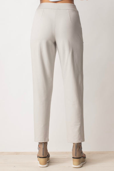 Liv by Habitat French Terry Slim Ankle Pant in Sand. Side patch pockets with zippers.