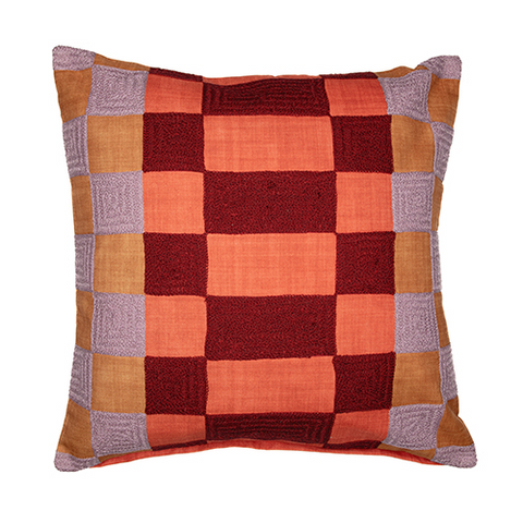 Rust & Purple Checked Accent Pillow