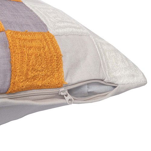 Yellow & Grey Checked Accent Pillow