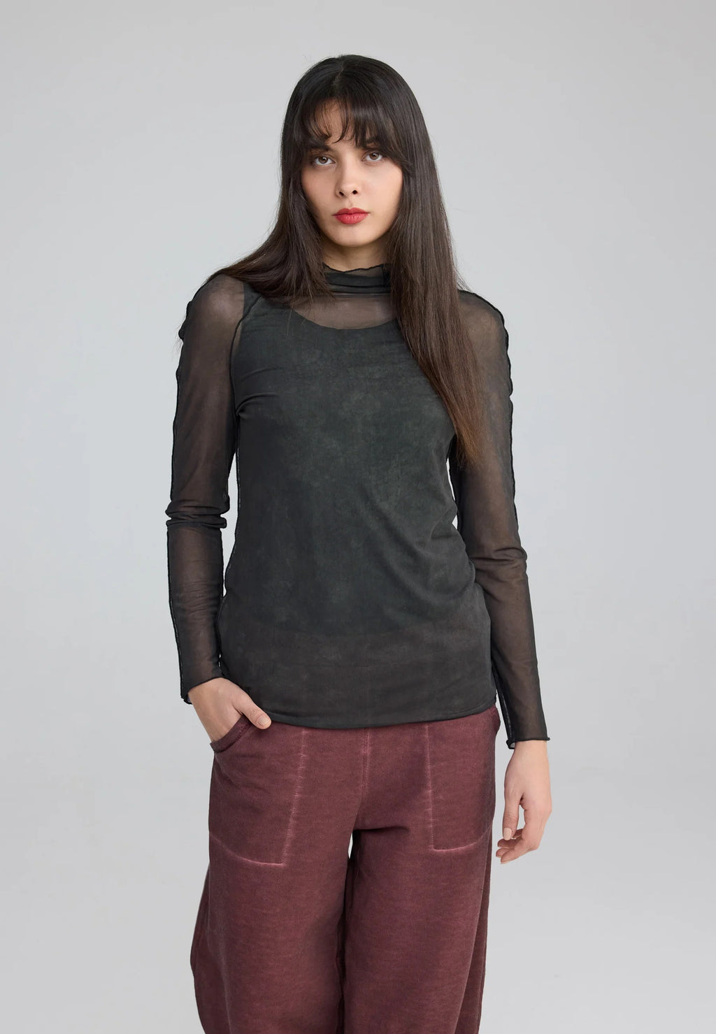 Luukaa Neva Mesh Turtleneck Blouse