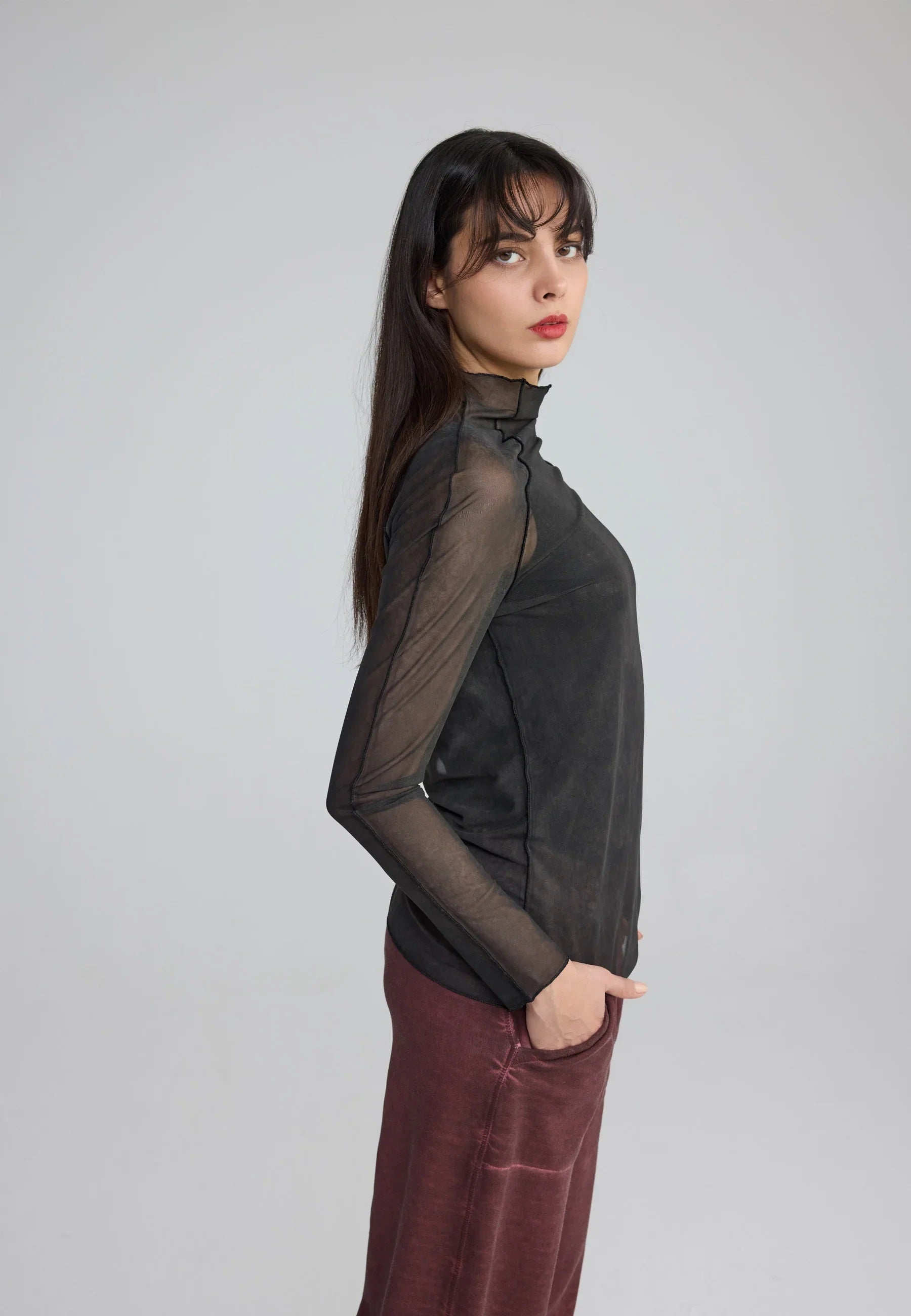 Luukaa Neva Mesh Turtleneck Blouse