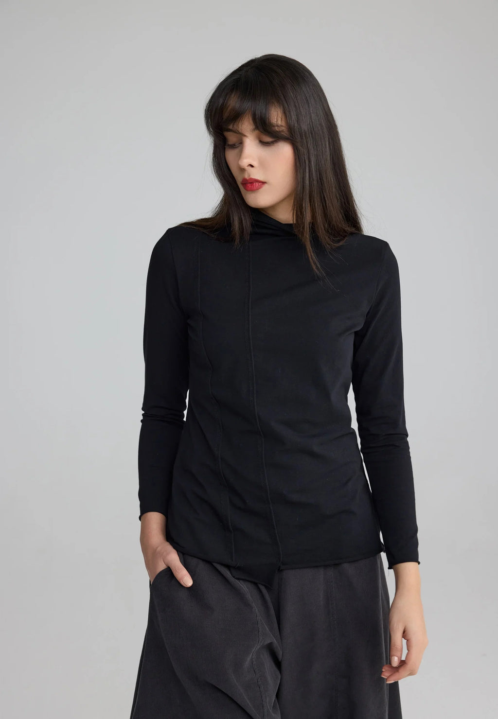  NYX Structured Turtleneck Blouse from Luukaa in Black