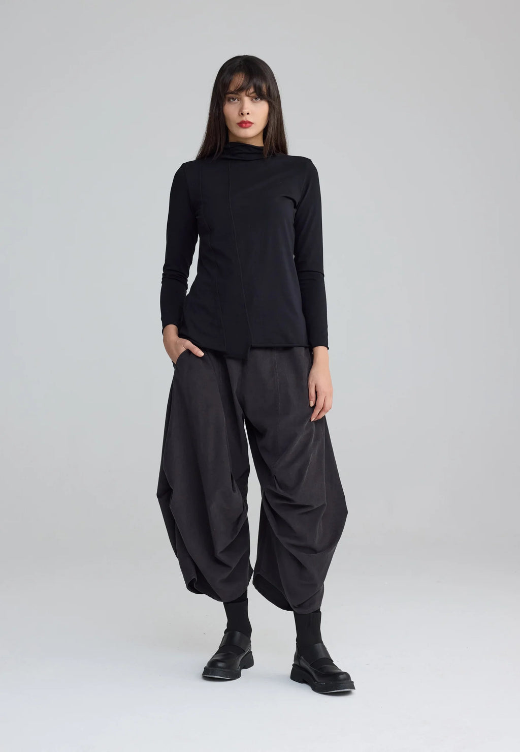  NYX Structured Turtleneck Blouse from Luukaa in Black