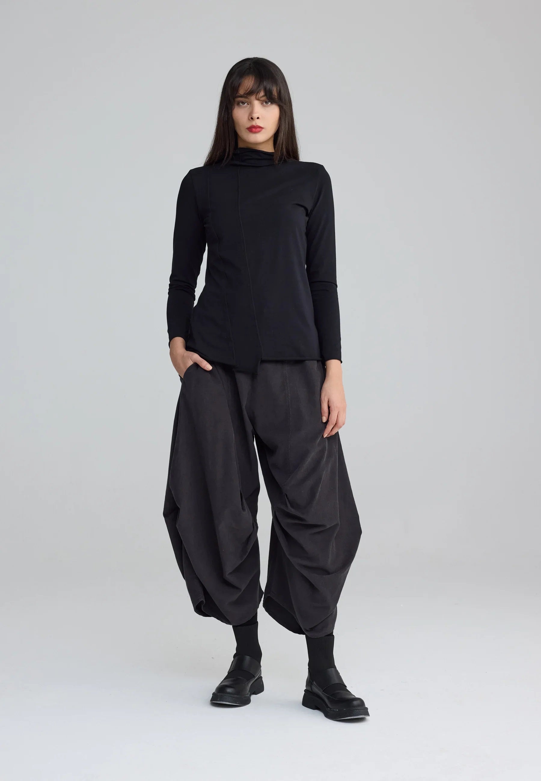  NYX Structured Turtleneck Blouse from Luukaa in Black
