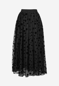 LUUKAA's Vitality Mesh Polka Dot Skirt in Black