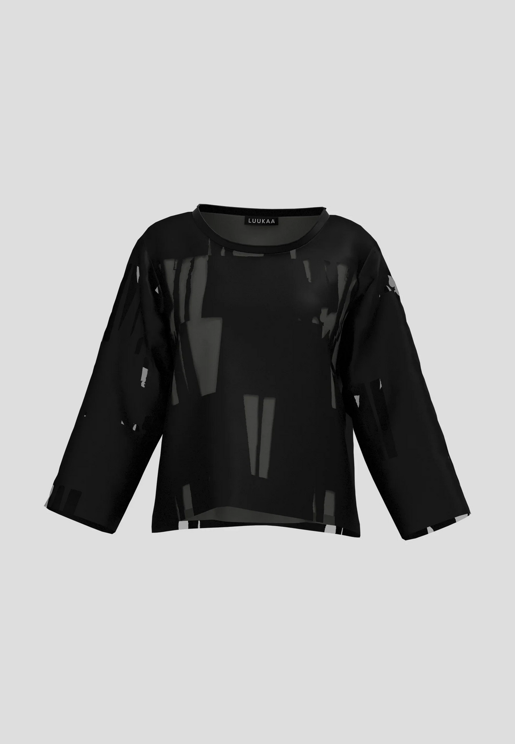 Luukaa's Cascade Selindra Sheer Jacquard Blouse in Black & Khaki