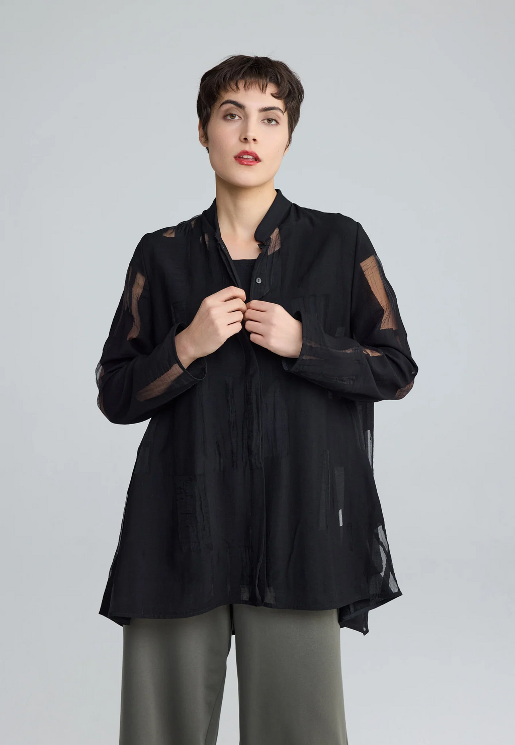 Luukaa's Cascade Ondine Sheer Jacquard Blouse