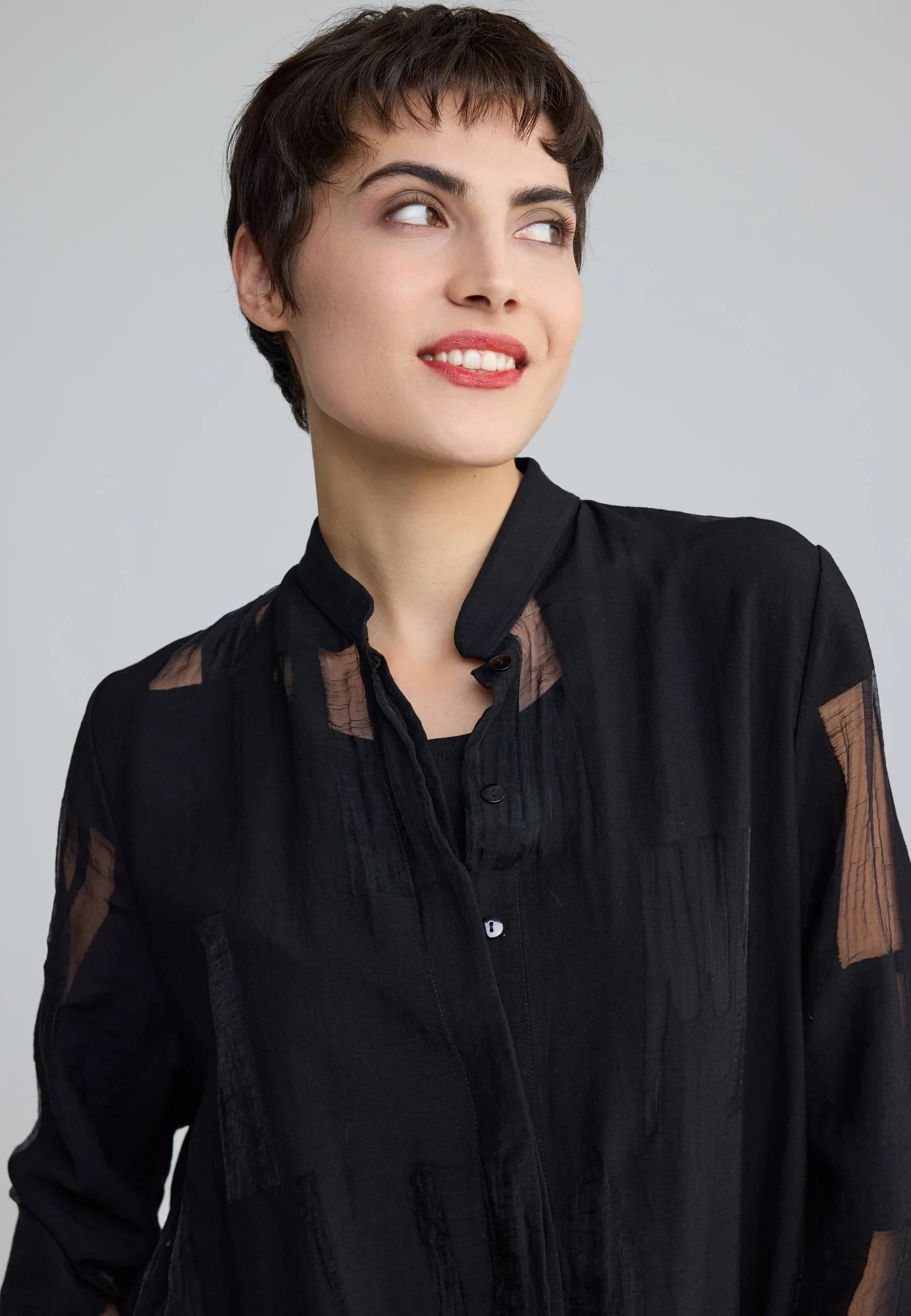 Luukaa's Cascade Ondine Sheer Jacquard Blouse