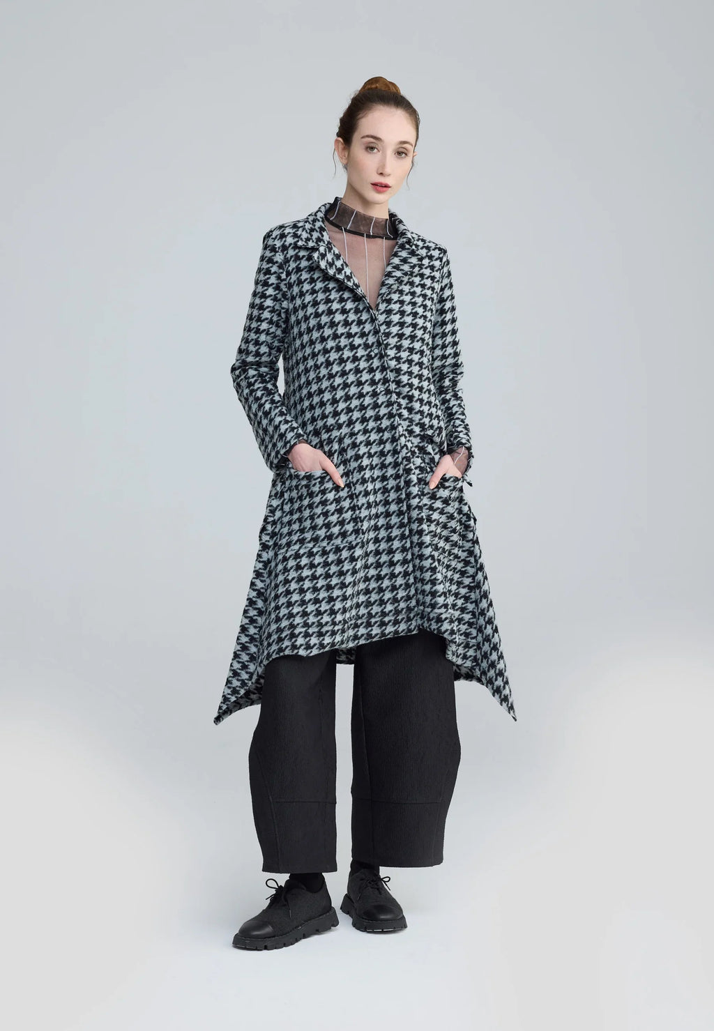Zaria Houndstooth Long Jacket