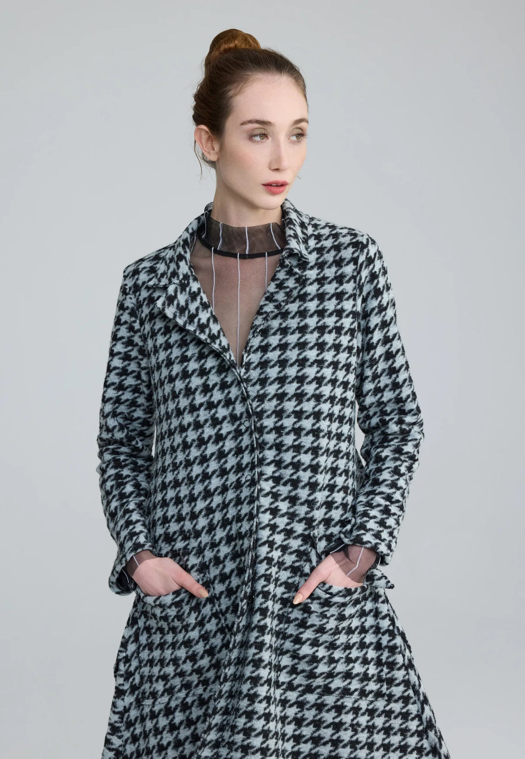 Zaria Houndstooth Long Jacket