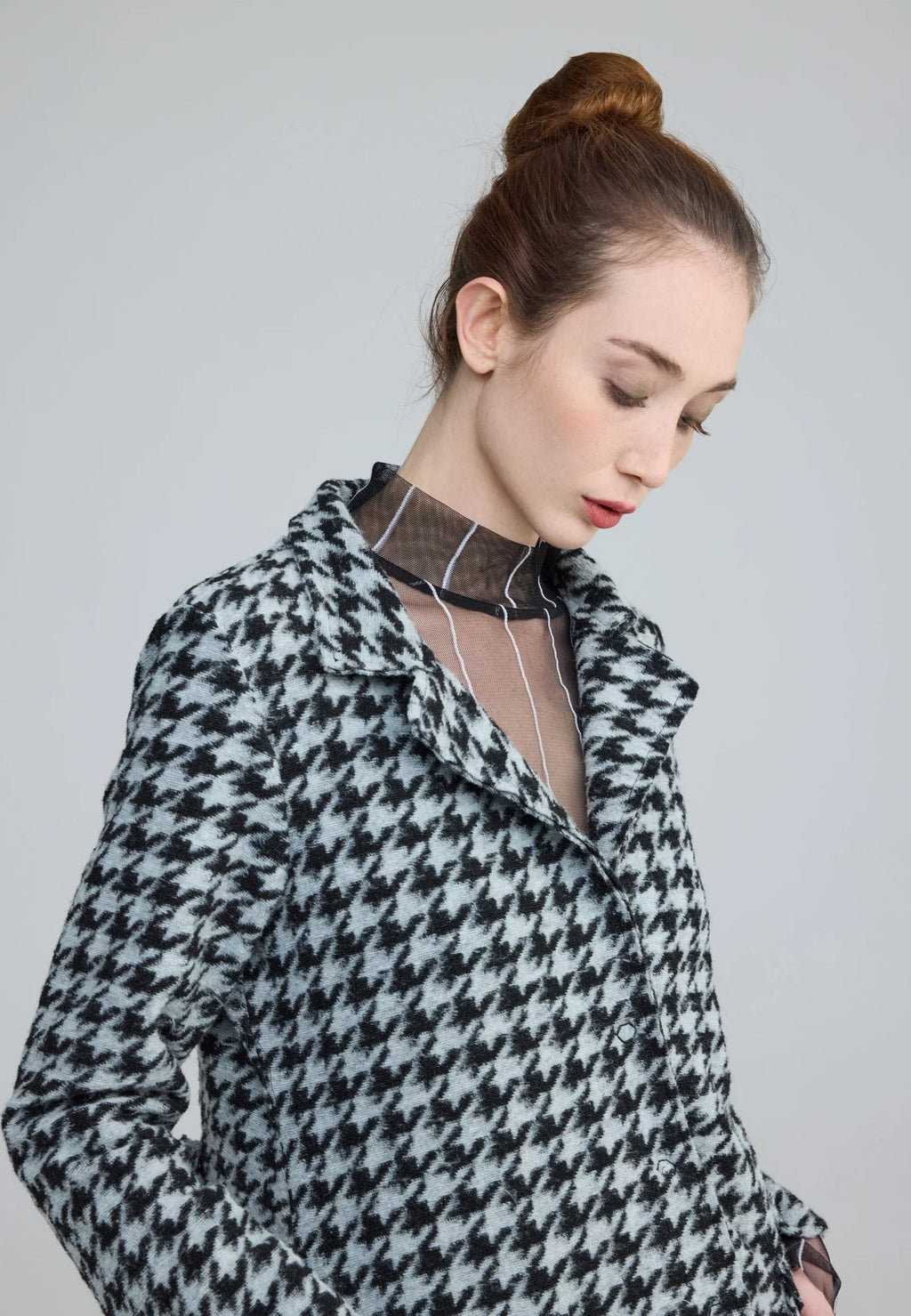 Zaria Houndstooth Long Jacket