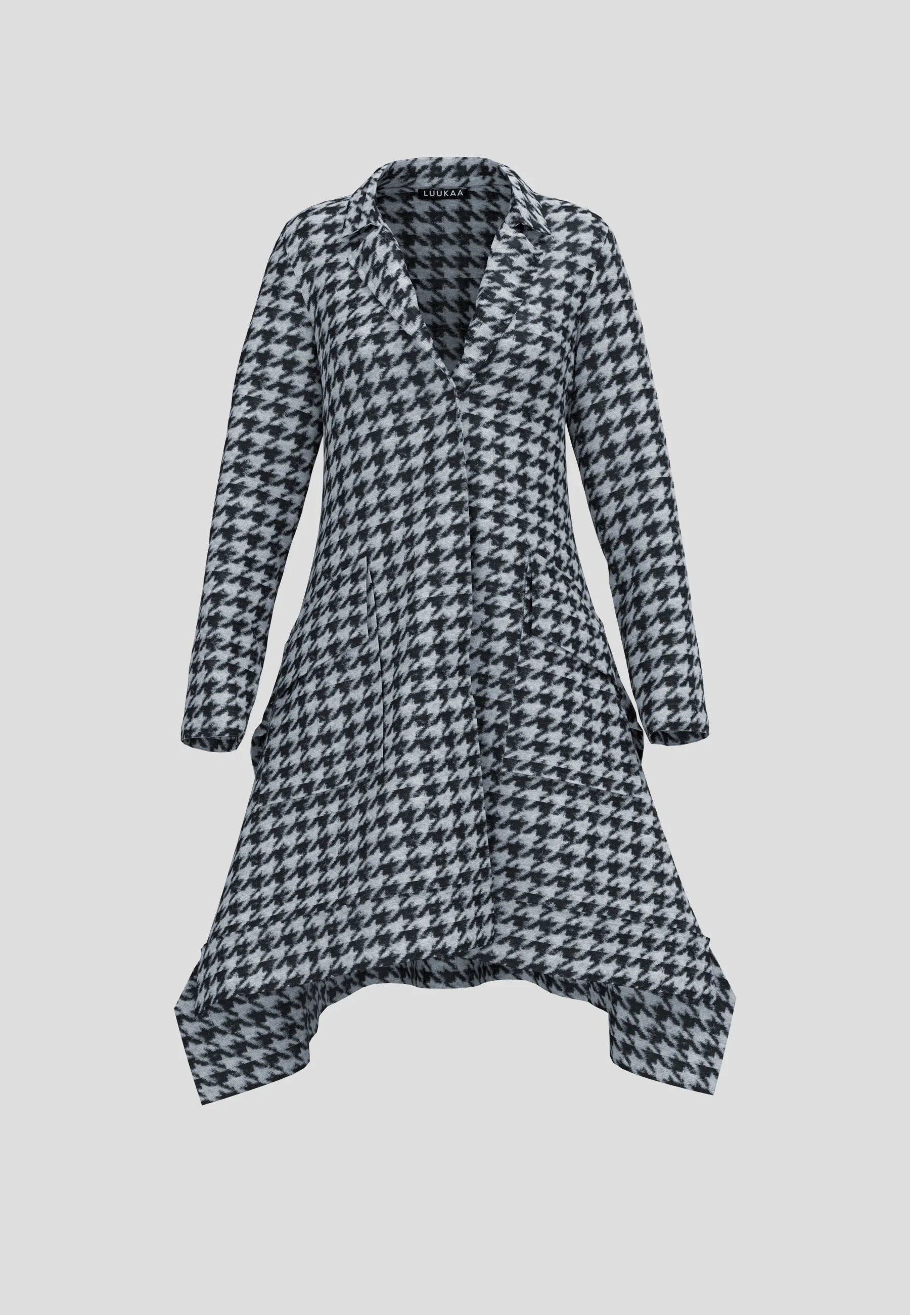 Zaria Houndstooth Long Jacket