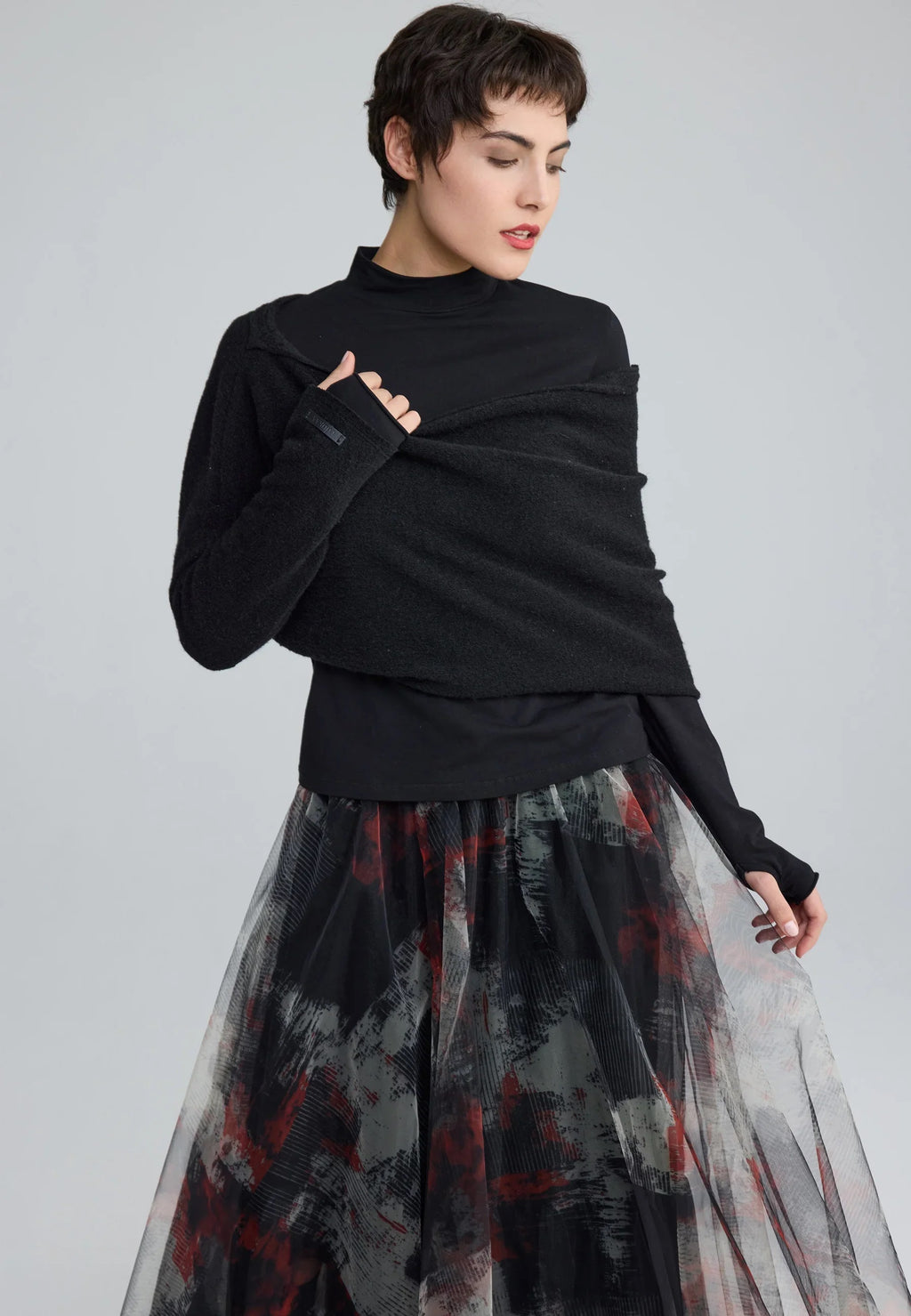 Luukaa Brynwyn Printed Tulle Skirt in Red Print
