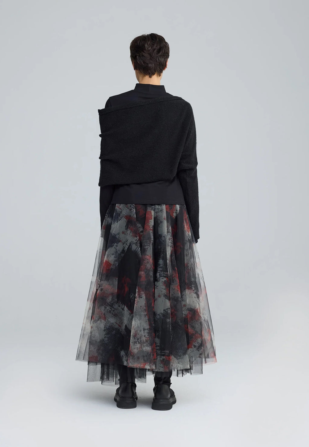 Luukaa Brynwyn Printed Tulle Skirt in Red Print