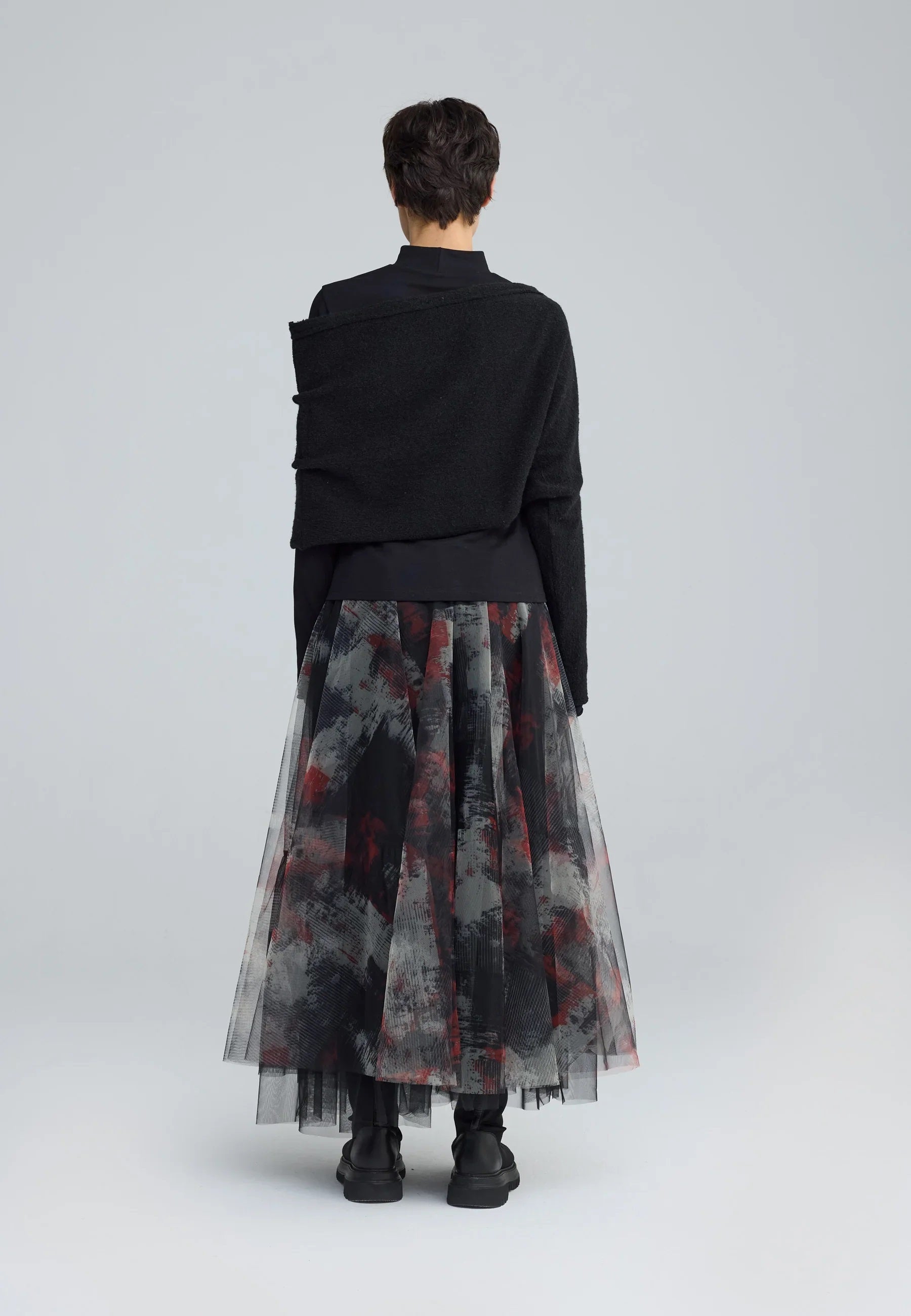 Luukaa Brynwyn Printed Tulle Skirt in Red Print