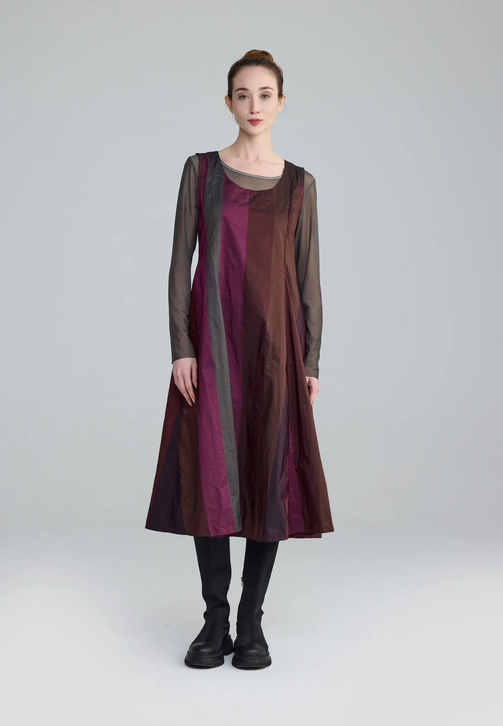 Luukaa's Ruby Pleated Dress in Dark Scarlet