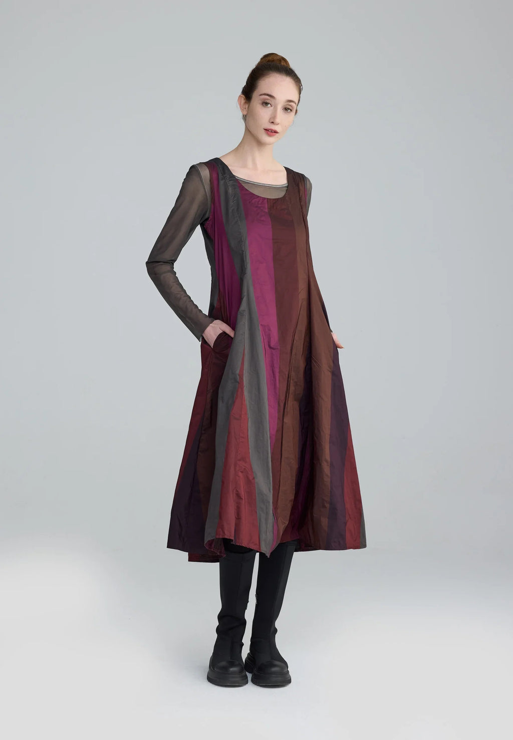 Luukaa's Ruby Pleated Dress in Dark Scarlet