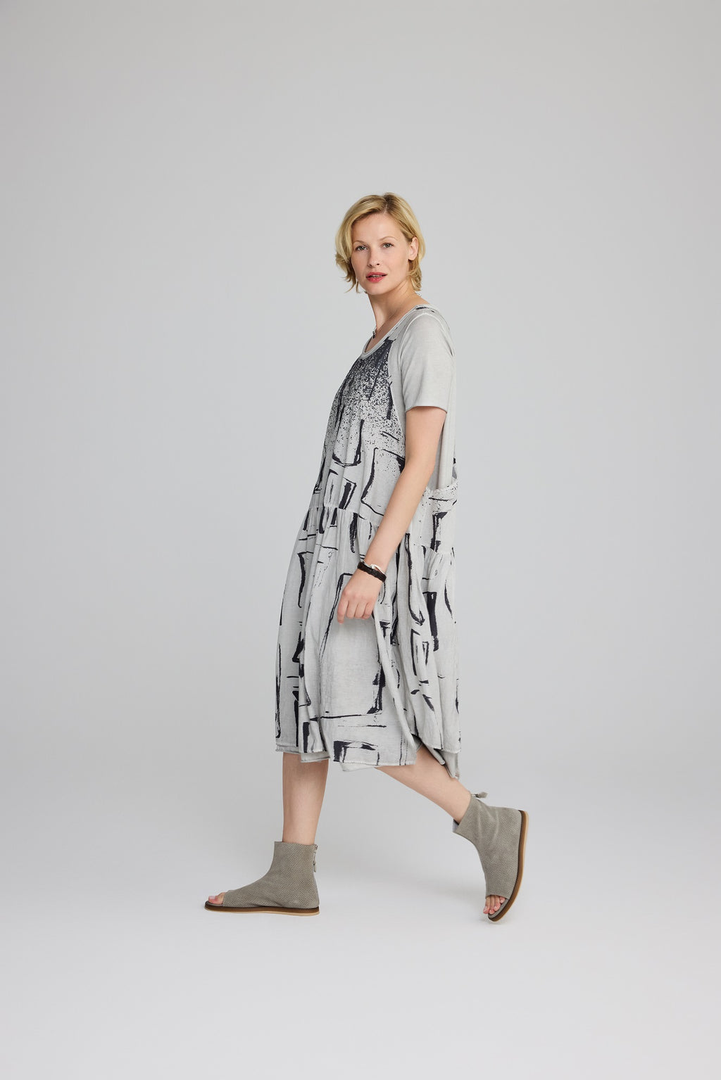 Luukaa Alba Layered Twinset Dress in Dusty Grey