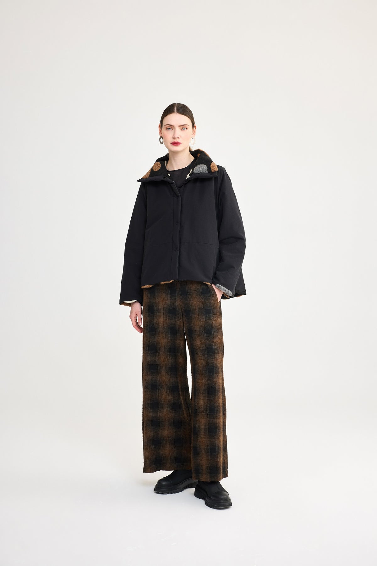 LUUKAA Mia Plaid Pant in Brown
