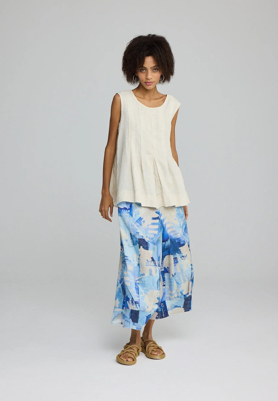 Luukaa Zelia Pleated Tank Top in Cream