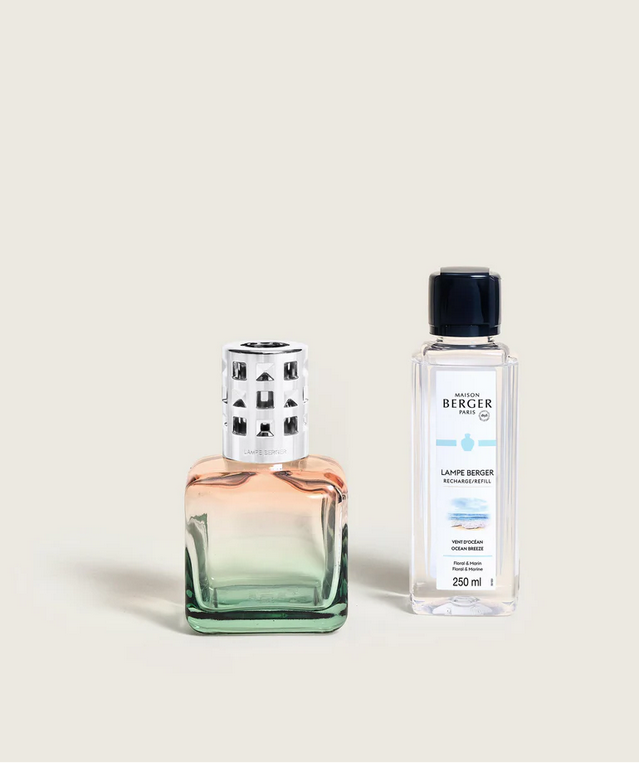 Lampe Berger Glaçon Peach-Green Gradient Lamp Gift Set with Ocean Breeze