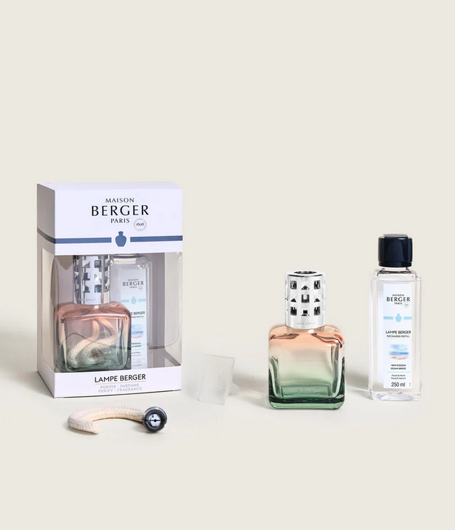 Lampe Berger Glaçon Peach-Green Gradient Lamp Gift Set with Ocean Breeze