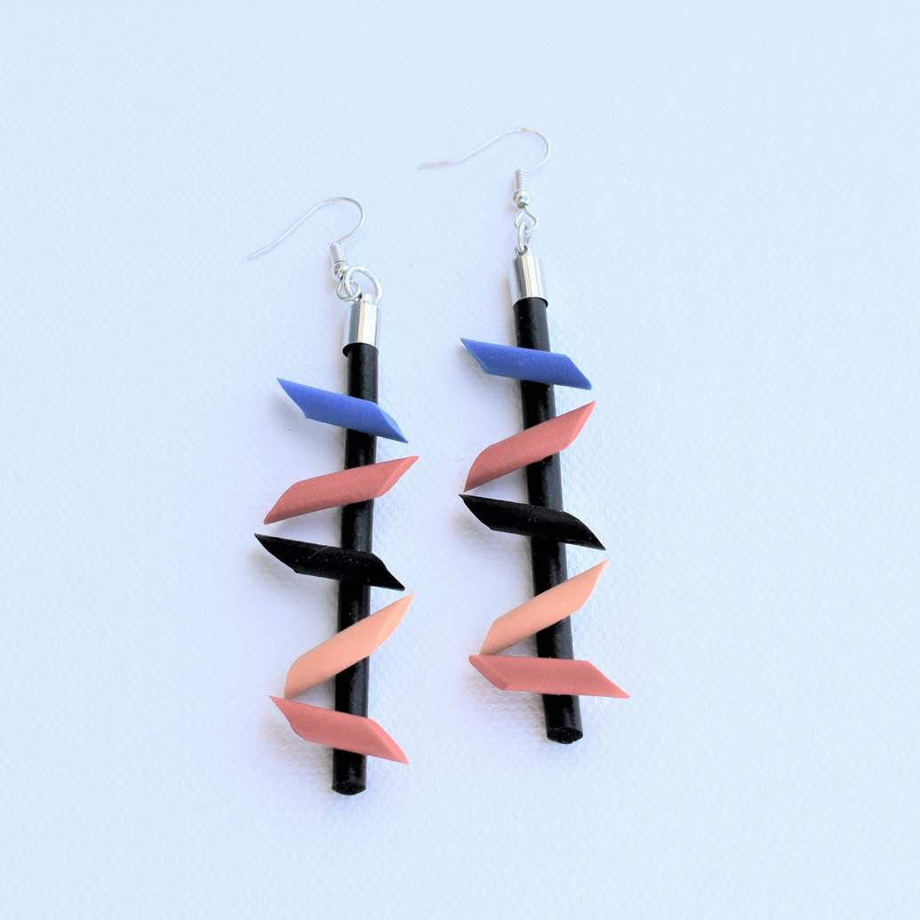 Multicolor Neoprene Ladder Earrings