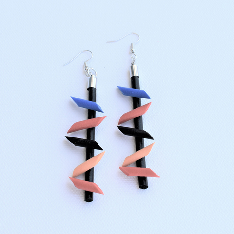 Multicolor Neoprene Ladder Earrings