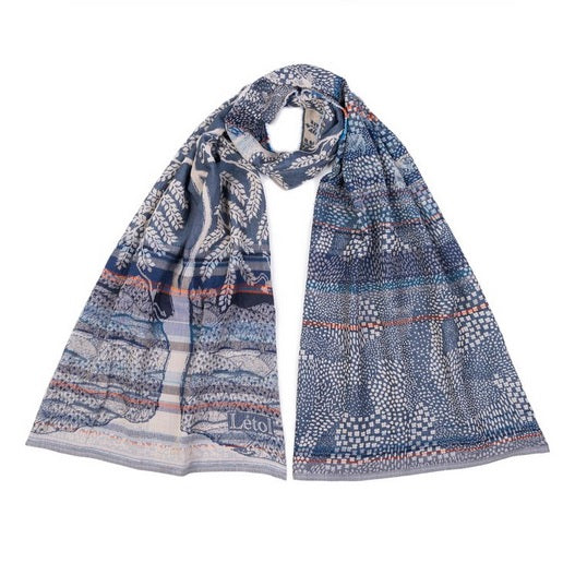 Handwoven Organic Cotton Scarf (Blue)- KAZ – Upasana Auroville