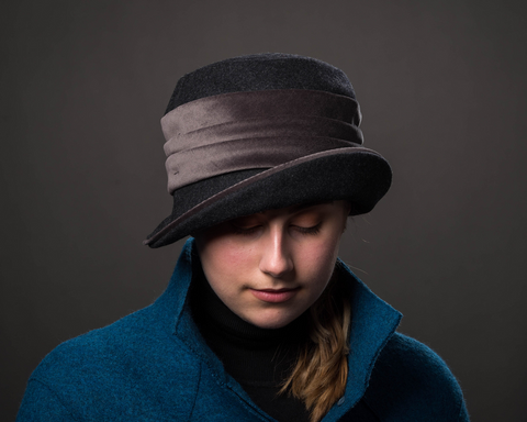 Jeanette Wool & Velvet Cloche Hat