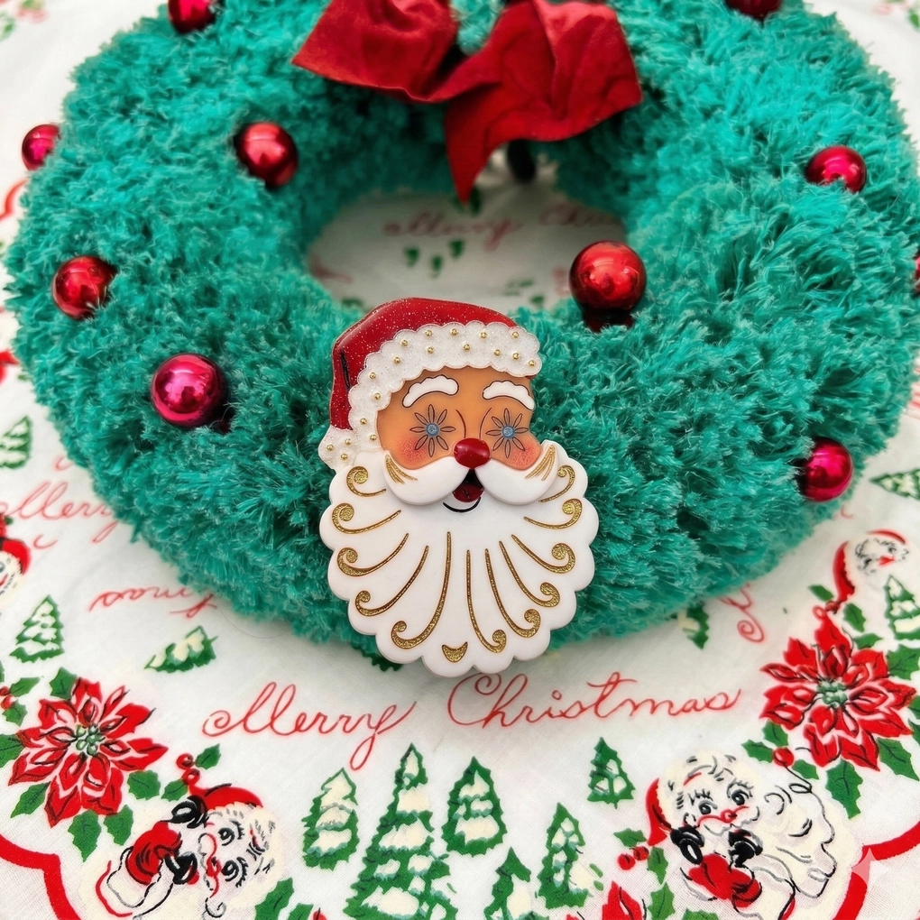 Starry Eyed Santa Brooch