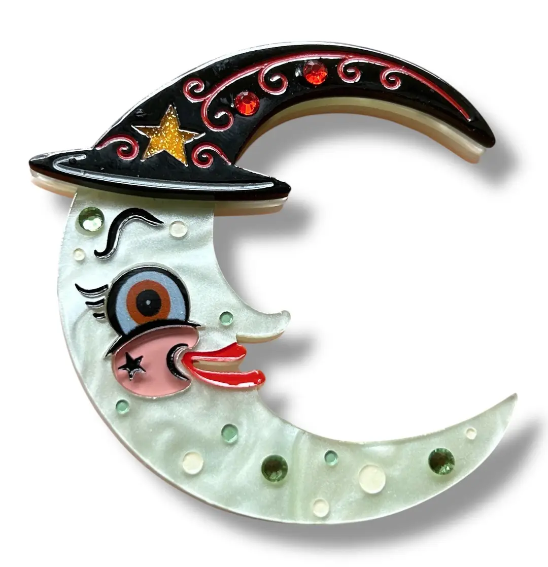 Witchy Crescent Moonhilda Brooch
