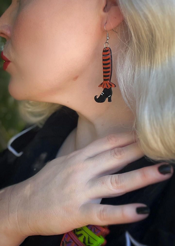 Bewitching Booties Earrings / Orange