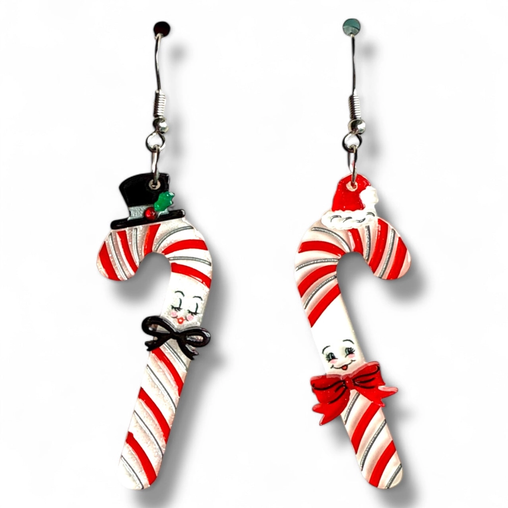 Candy Cane Couple Earrings