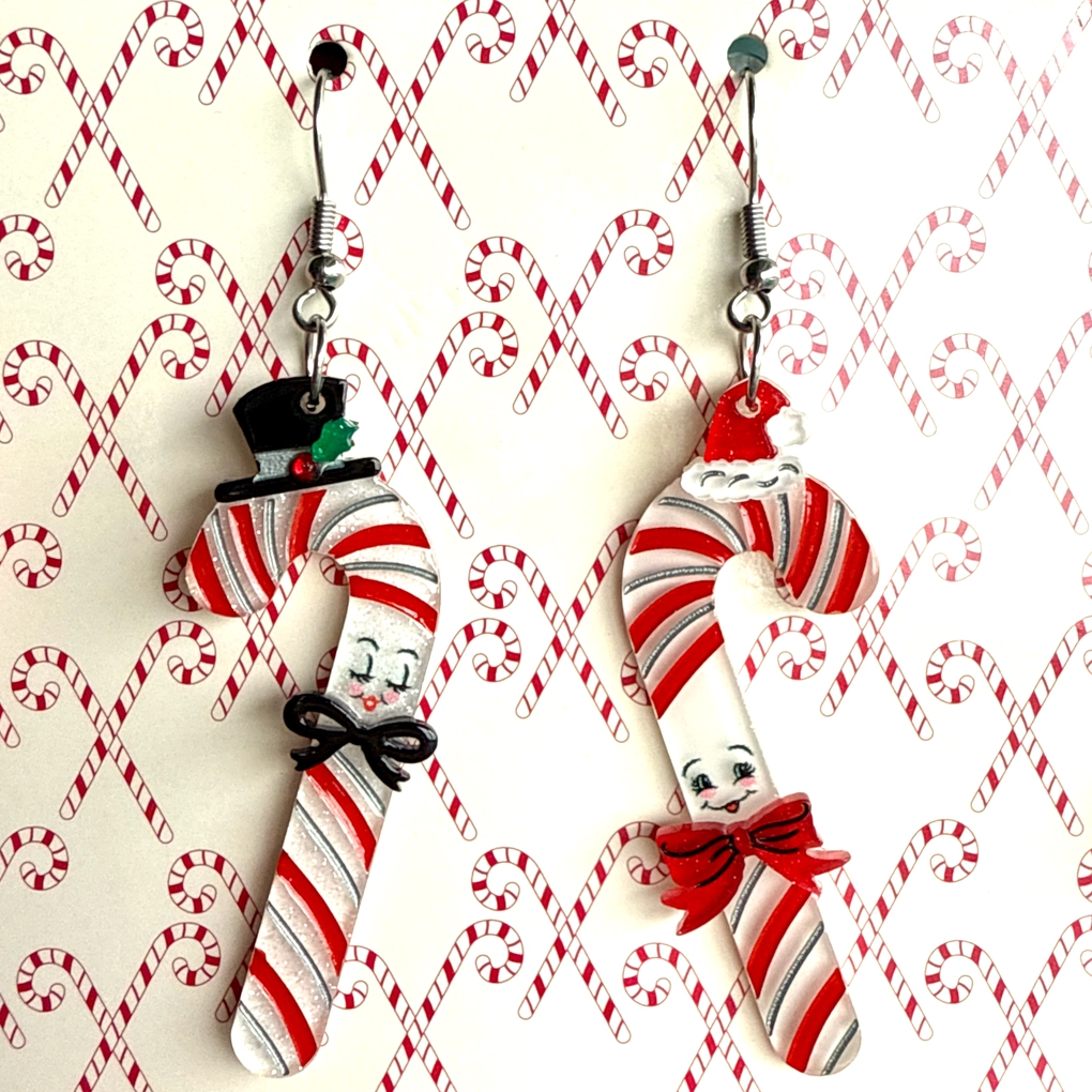 Candy Cane Couple Earrings